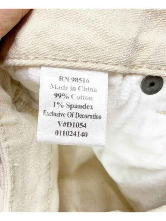 Coldwater Creek Sz 4 ( Actual 29x31) Beige Blue Flowers Bootcut Jeans EUC - Picture 3 of 10